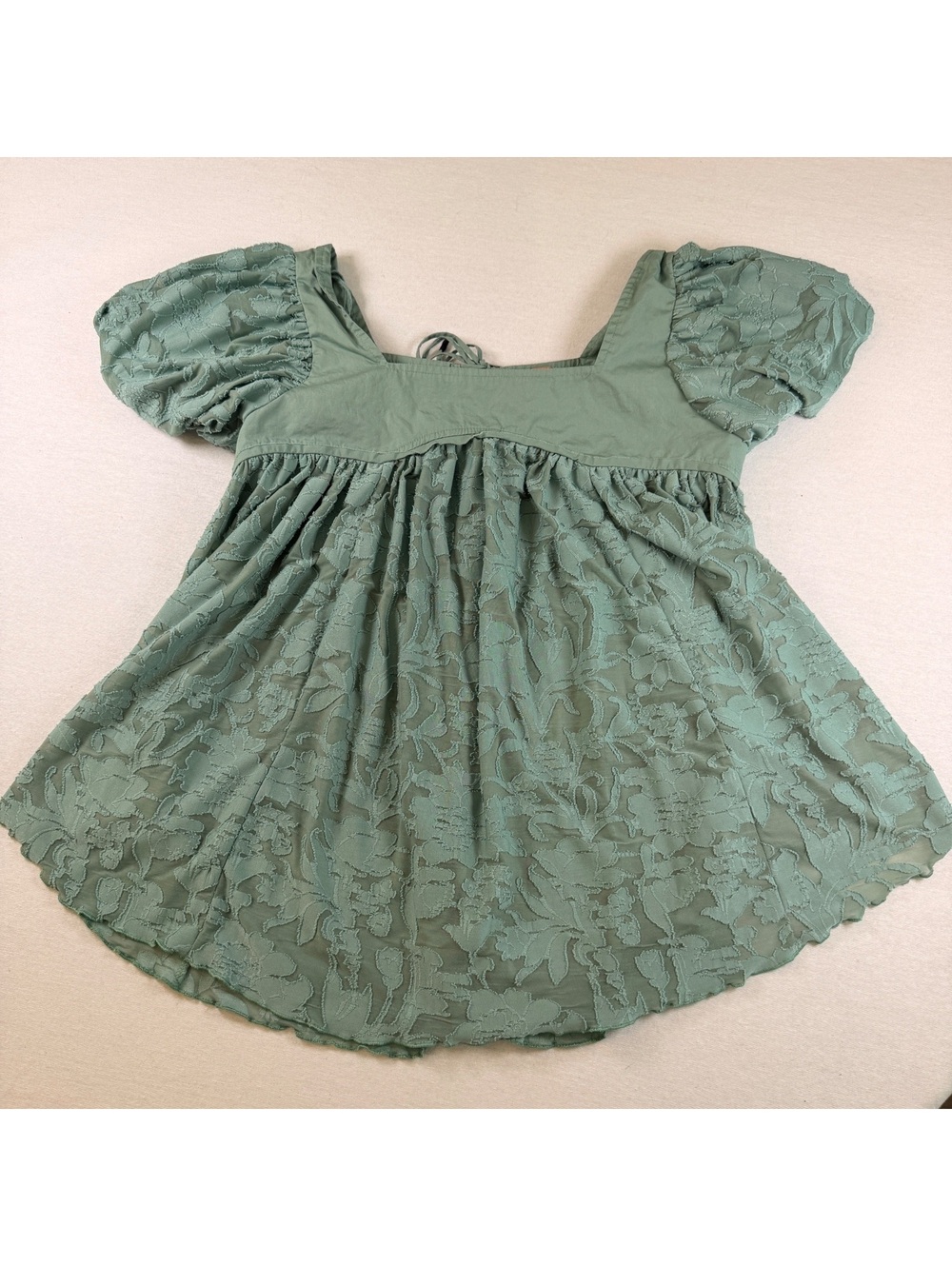 Free People Sunrise to Sunset Mint Green Lace Babydoll Top XS